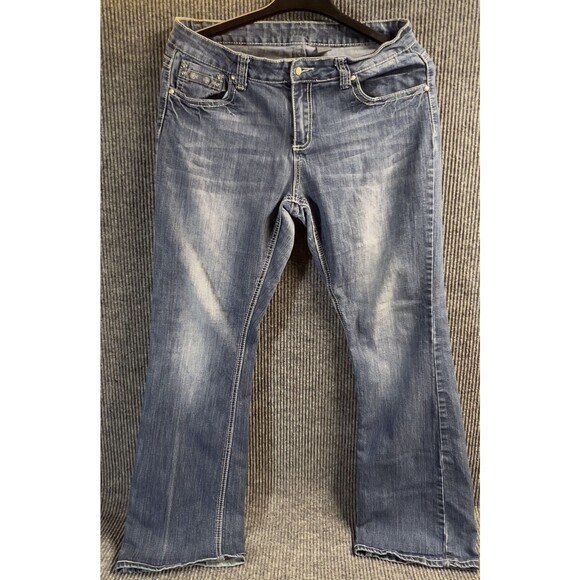 ND Weekend Pants‎ Womens 14 Denim Blue Jeans Embroidered Cross Pocket Stretch - Picture 1 of 16